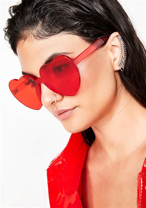 heart shaped rimless sunglasses